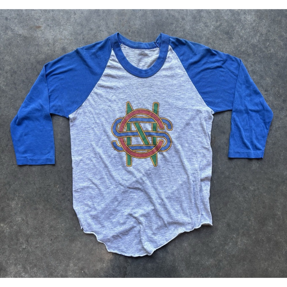 Vintage 80s Crosby Stills & Nash Raglan T-Shirt M RARE CSN Rock Folk Music 1984